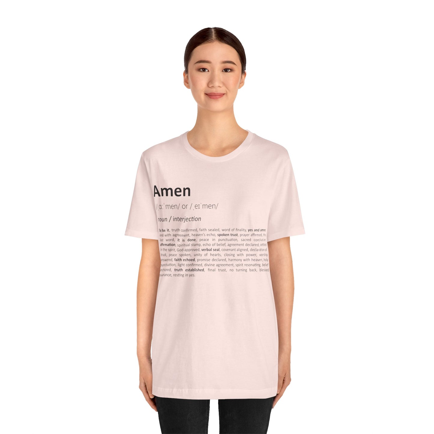 Amen Definition – Faith-Inspired Unisex T-Shirt - pink for women