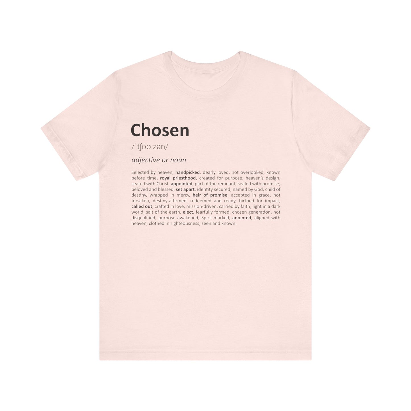 Pink t-shirt with text on a white background