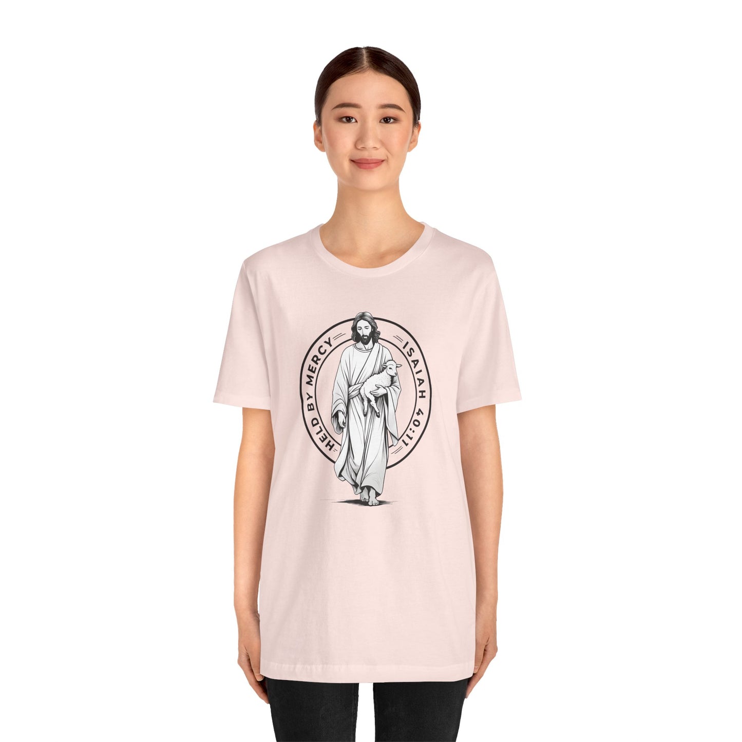 Held By Mercy – Unisex Christian T-Shirt - pink for women