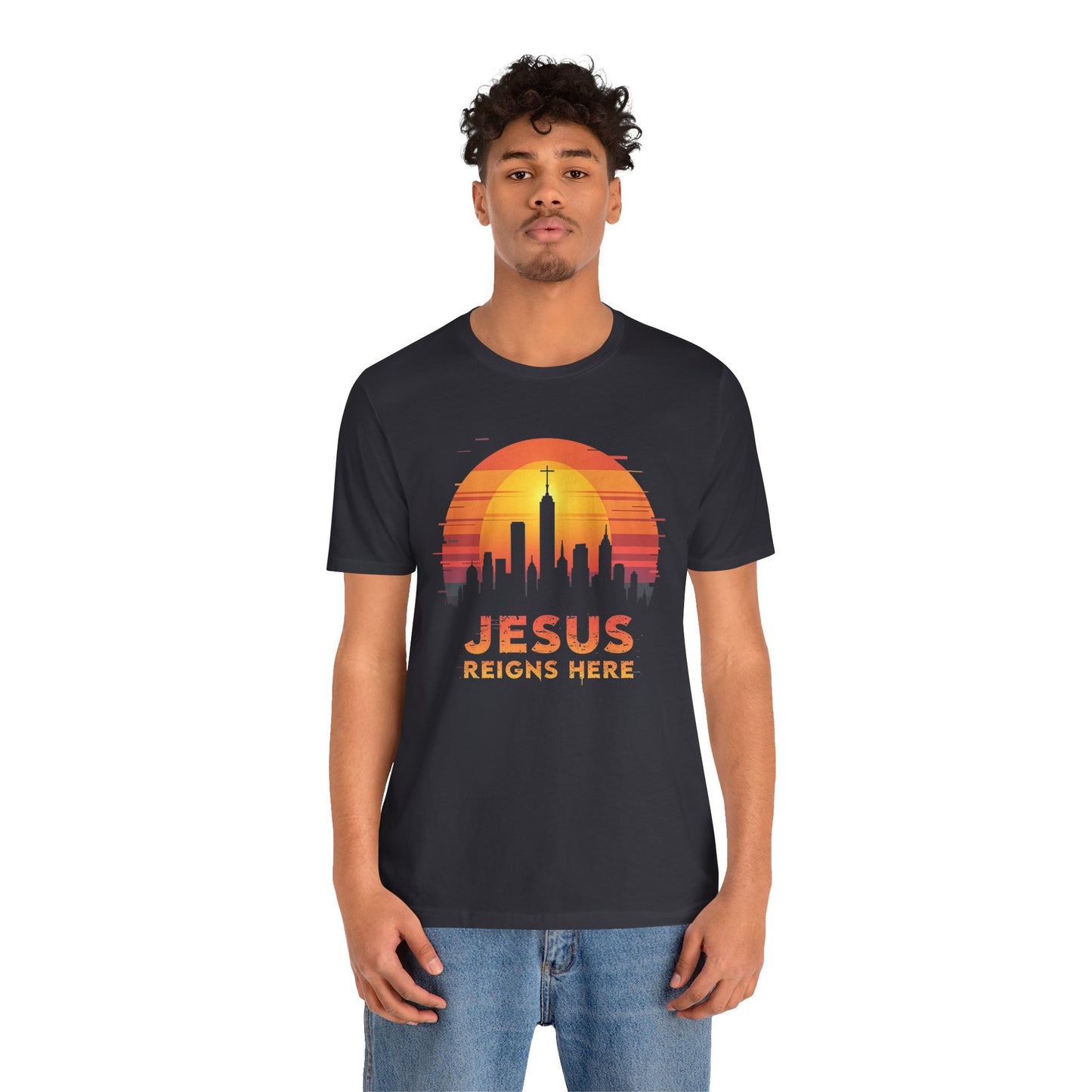 Jesus Reigns Here - Christian Comfort Fit Tee - brown color for men