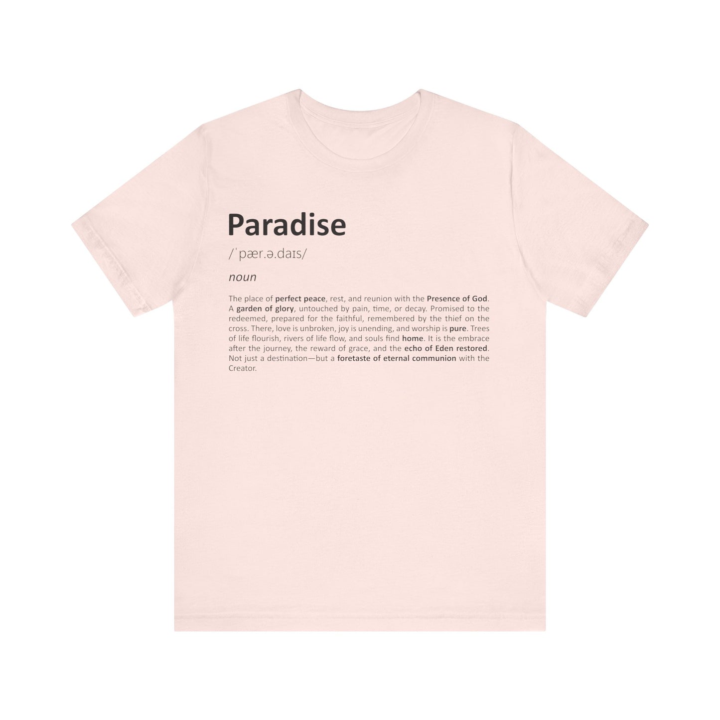Pink t-shirt with text on a white background