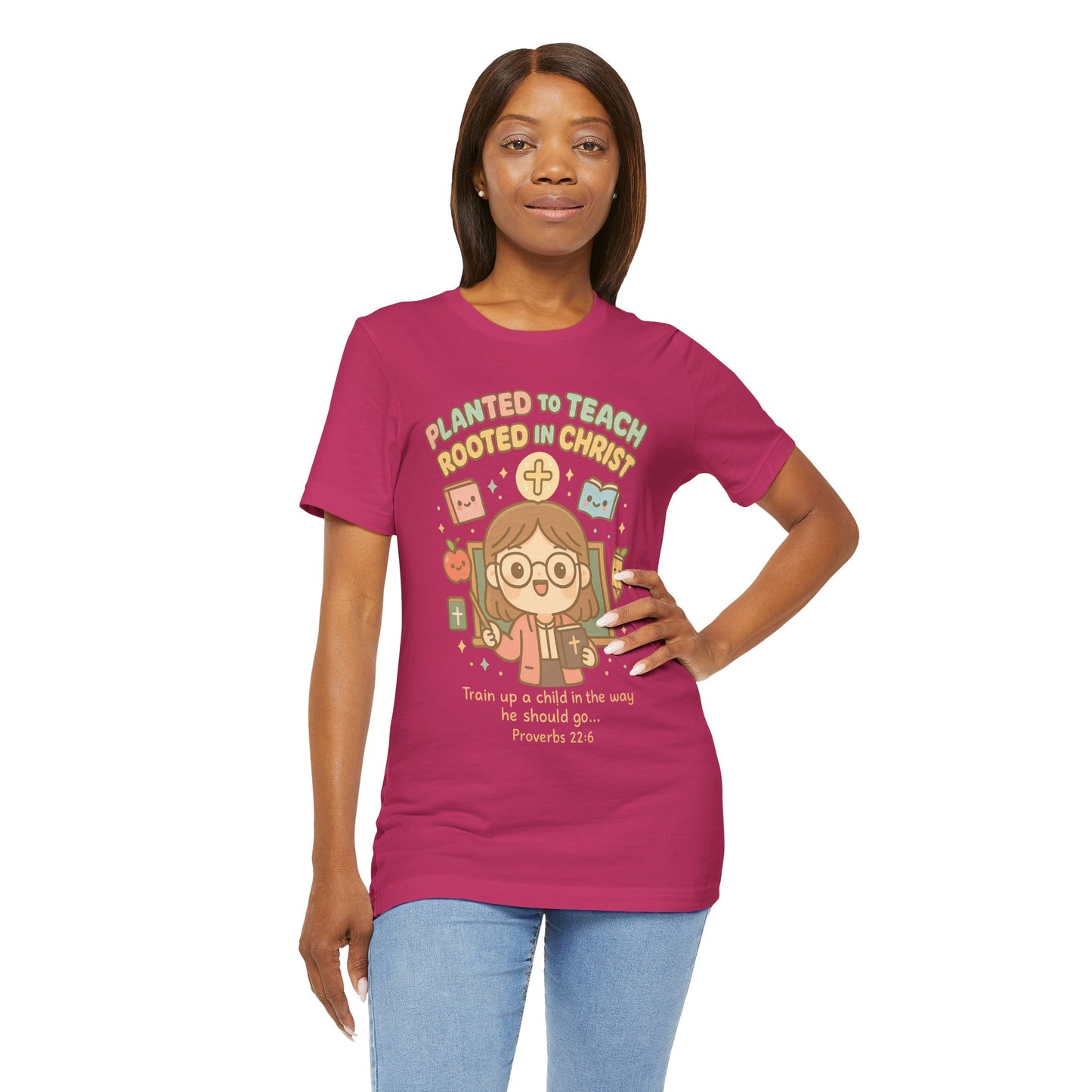 Planted to Teach – Women's Christian Teacher T-Shirt - pink color for women