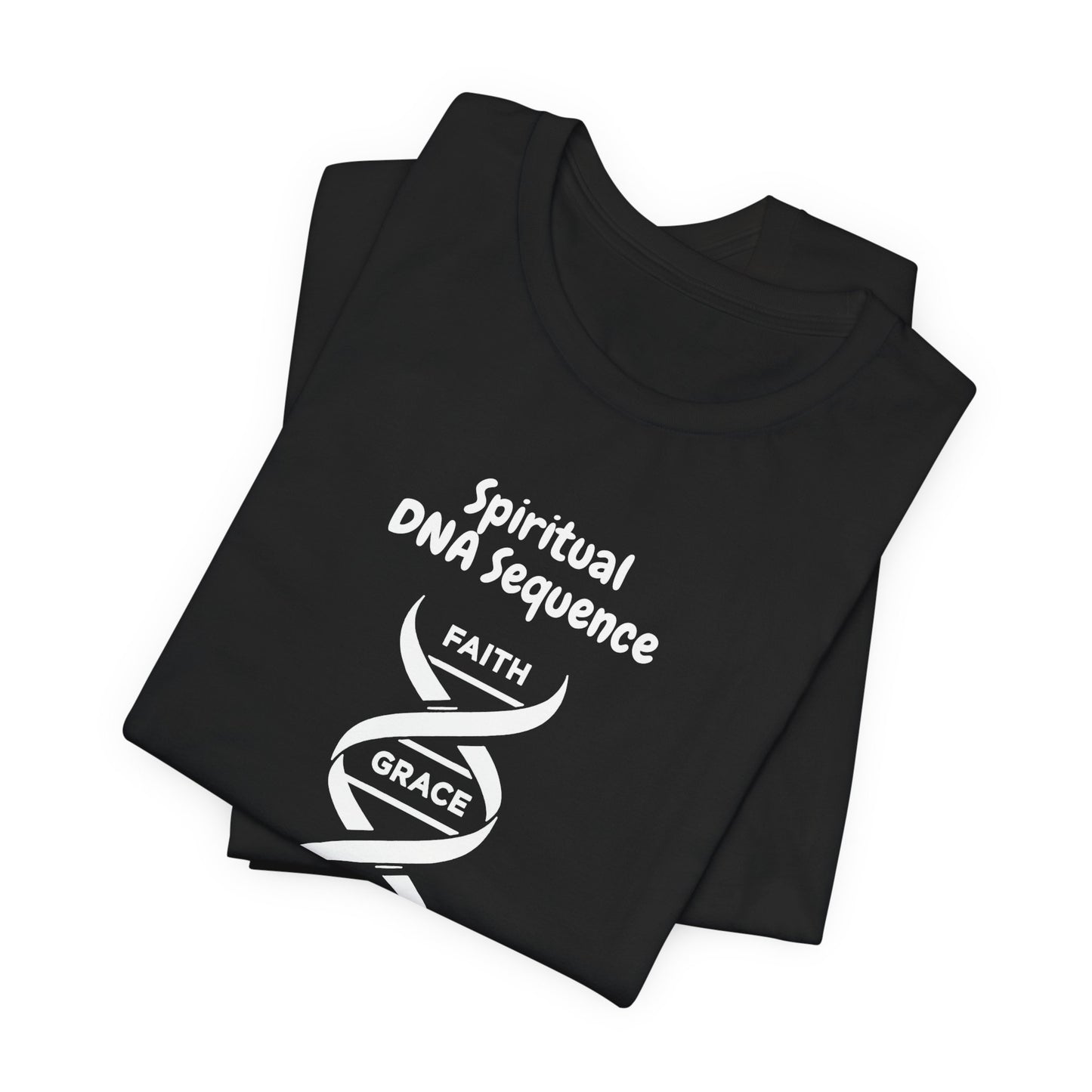 Spiritual DNA Sequence – Unisex Christian T-Shirt - black color folded