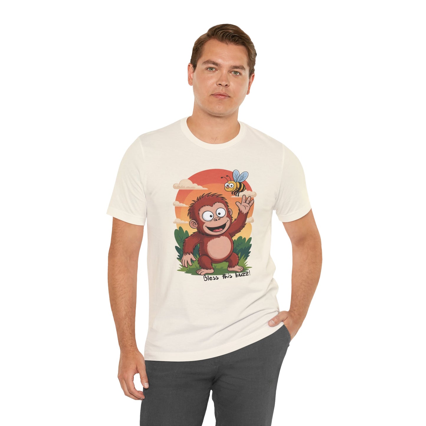 Bless This Buzz - Unisex Eco-Friendly Christian T-Shirt - cream color for men