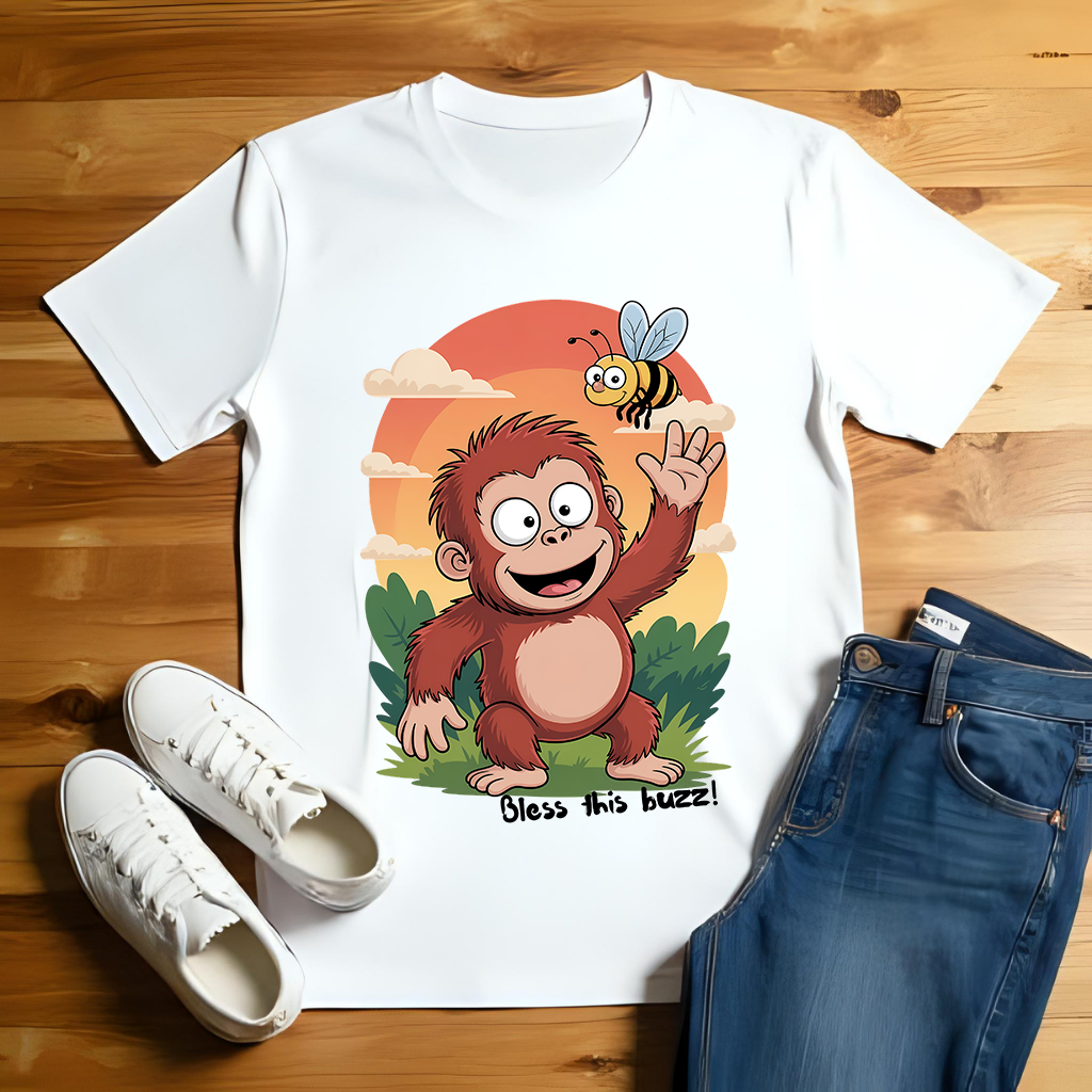 Bless This Buzz - Unisex Eco-Friendly Christian T-Shirt - for men and women