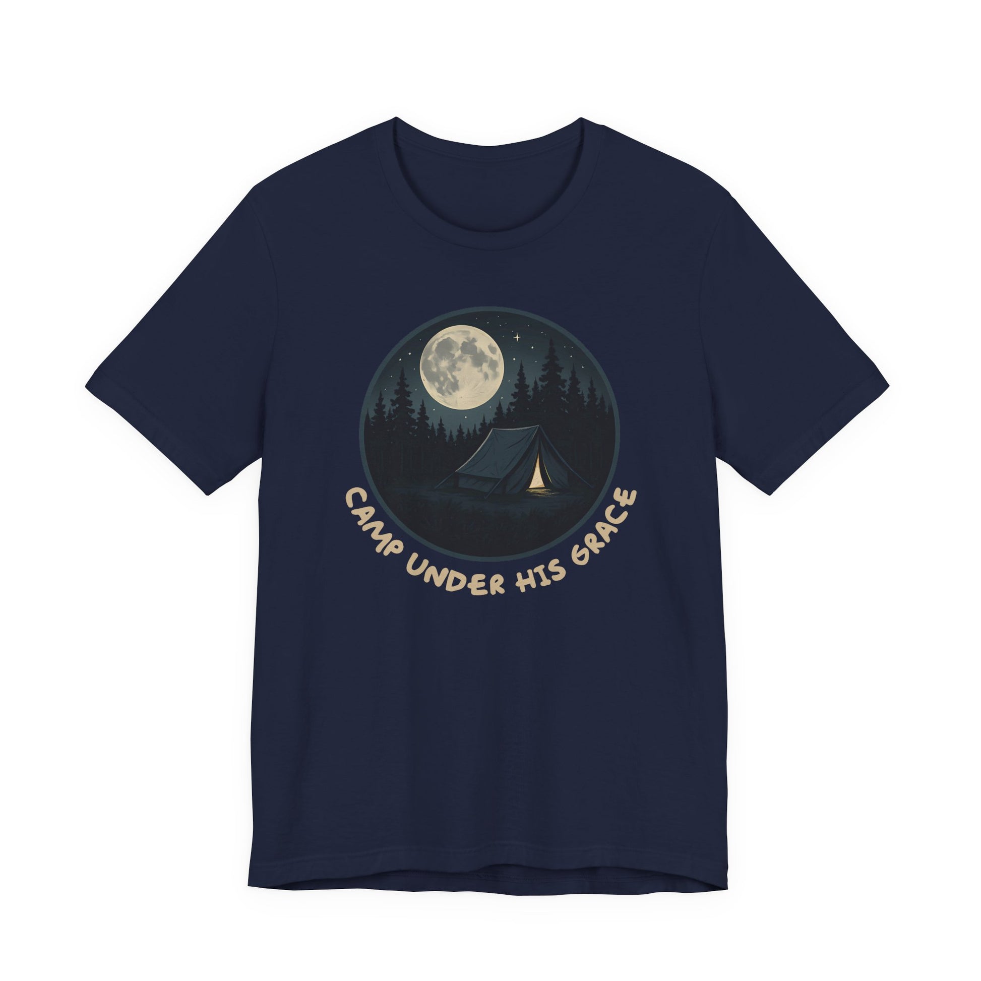 Camp Under His Grace – Unisex Christian Camping Tee - blue color