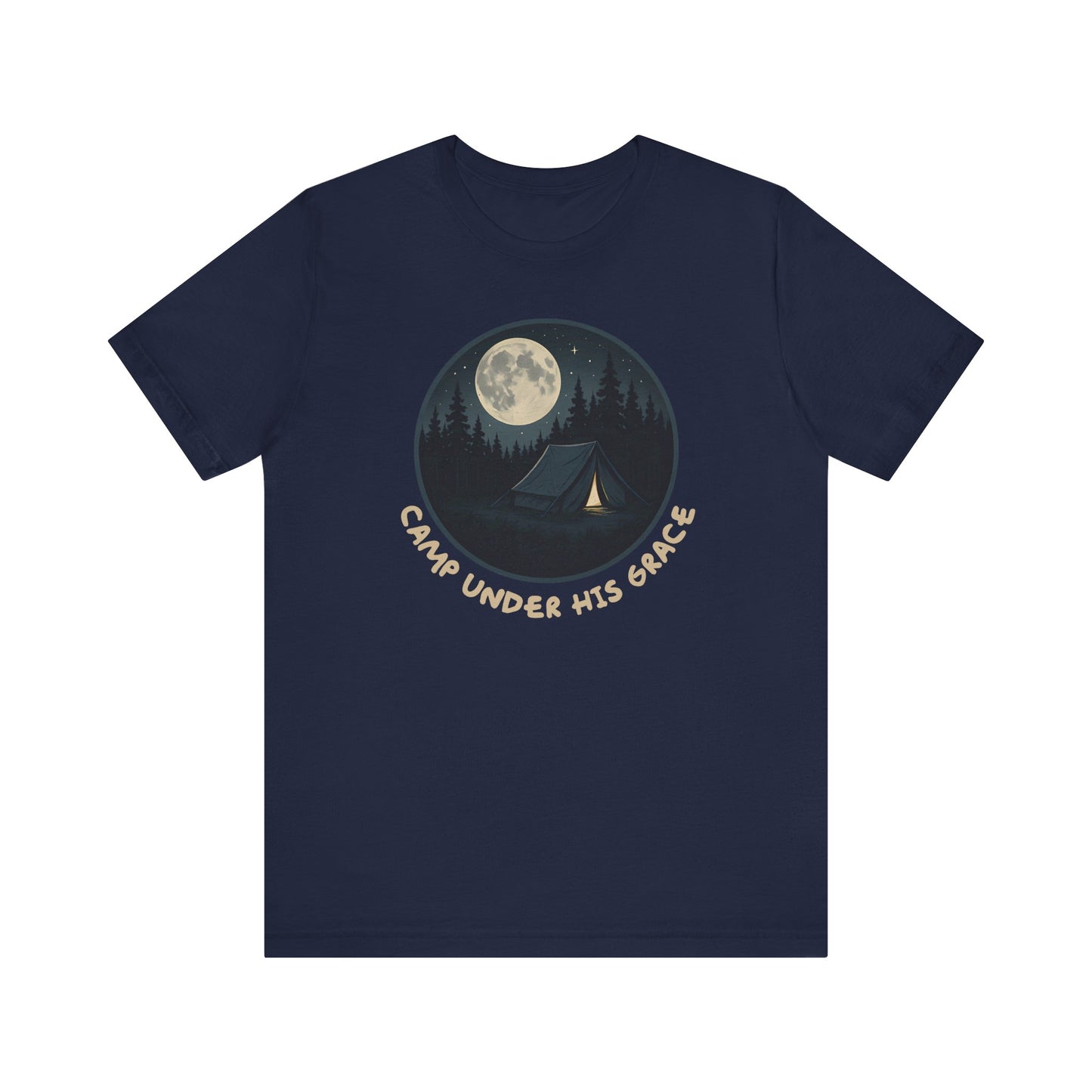 Camp Under His Grace – Unisex Christian Camping Tee - blue for men