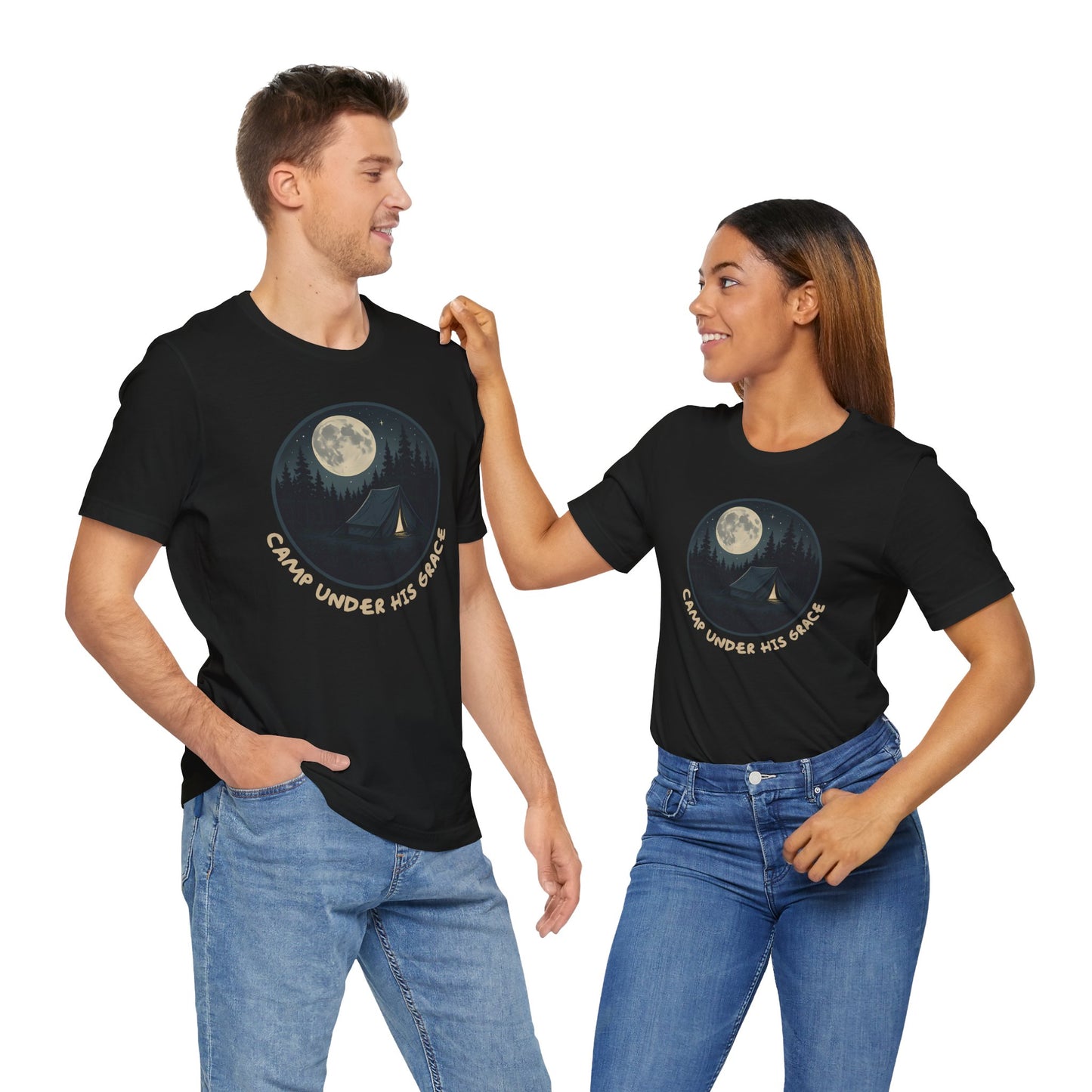 Camp Under His Grace – Unisex Christian Camping Tee - for couples