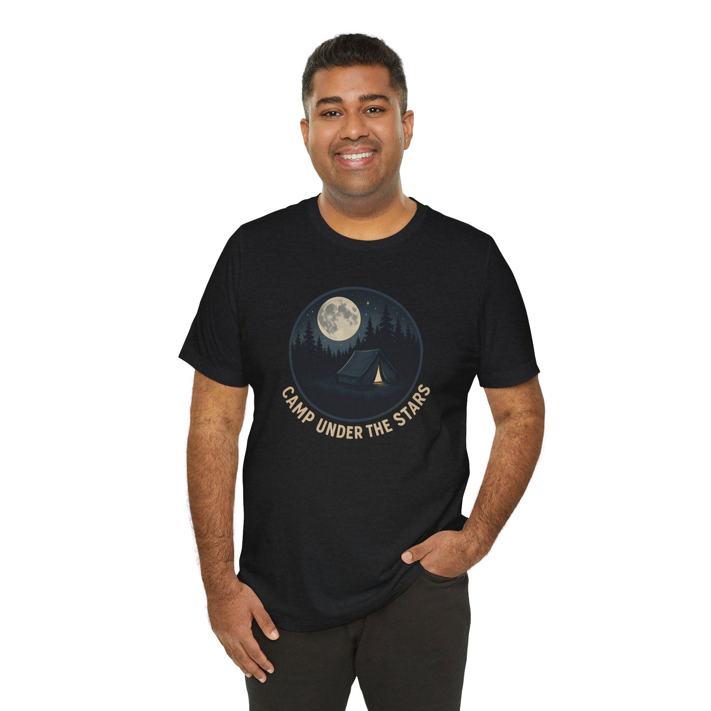 Camp Under the Stars – Christian Camping Tee - black for men
