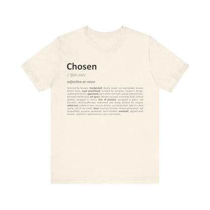 Beige t-shirt with text design on a white background
