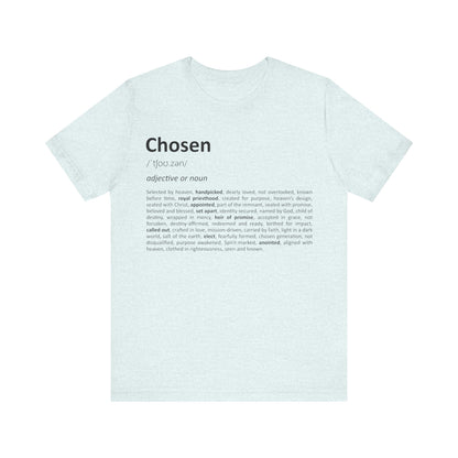 Light blue t-shirt with black text on a white background