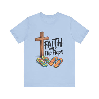Faith Over Flip-Flops – Unisex Christian Summer T-Shirt - light blue