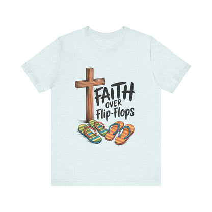 Faith Over Flip-Flops – Unisex Christian Summer T-Shirt - light blue for women
