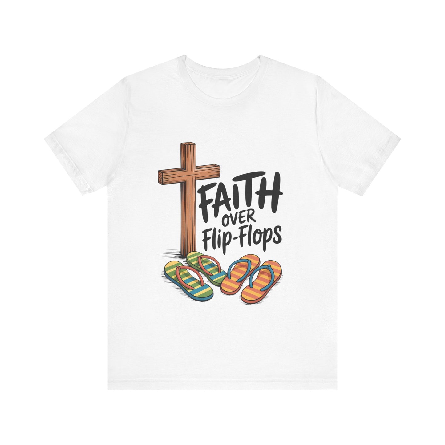 Faith Over Flip-Flops – Unisex Christian Summer T-Shirt - white color