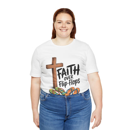 Faith Over Flip-Flops – Unisex Christian Summer T-Shirt - white for women XXL