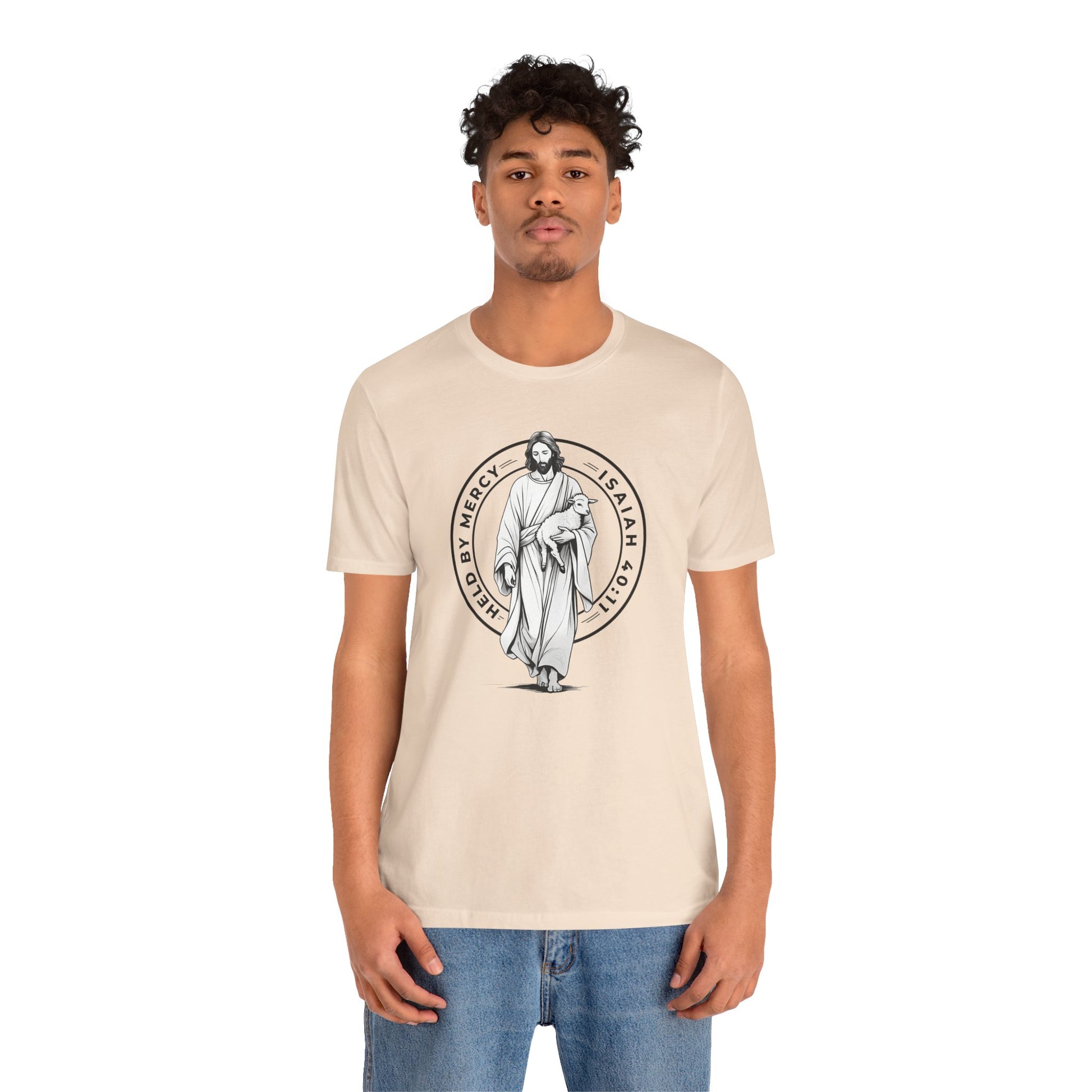 Held By Mercy – Unisex Christian T-Shirt - beige for men