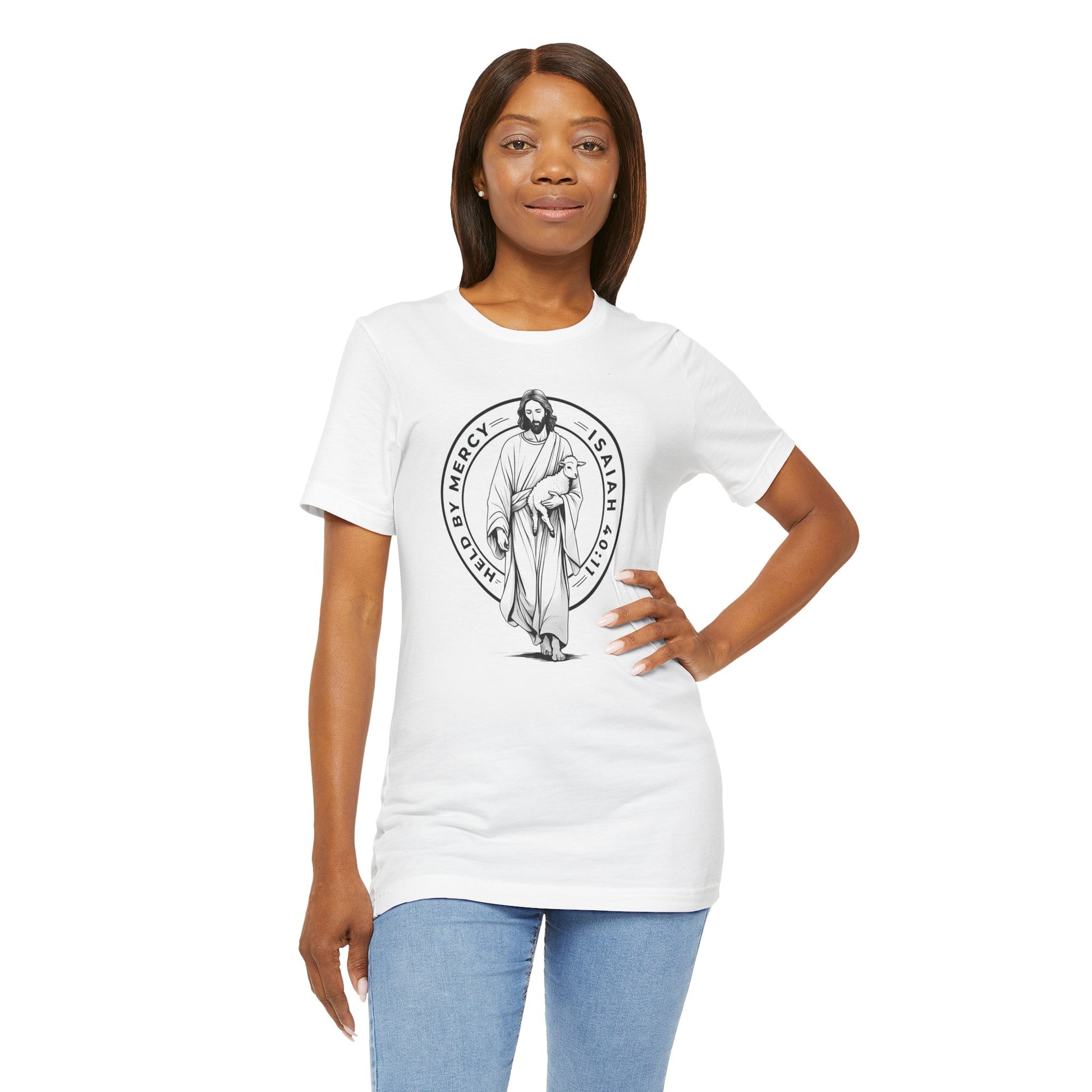 Held By Mercy – Unisex Christian T-Shirt - white color for women