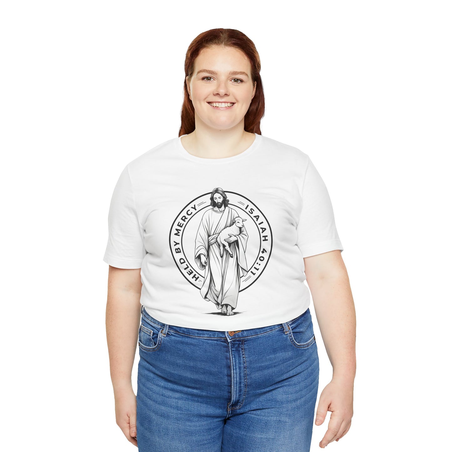 Held By Mercy – Unisex Christian T-Shirt - white for women