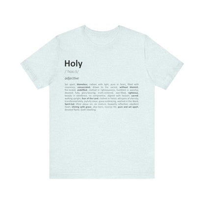 Light blue t-shirt with black text on a white background