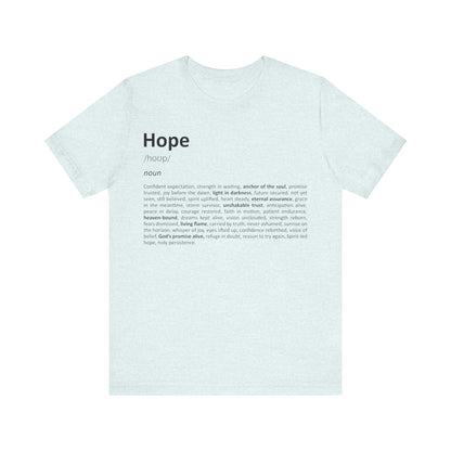 Light blue t-shirt with text on a white background