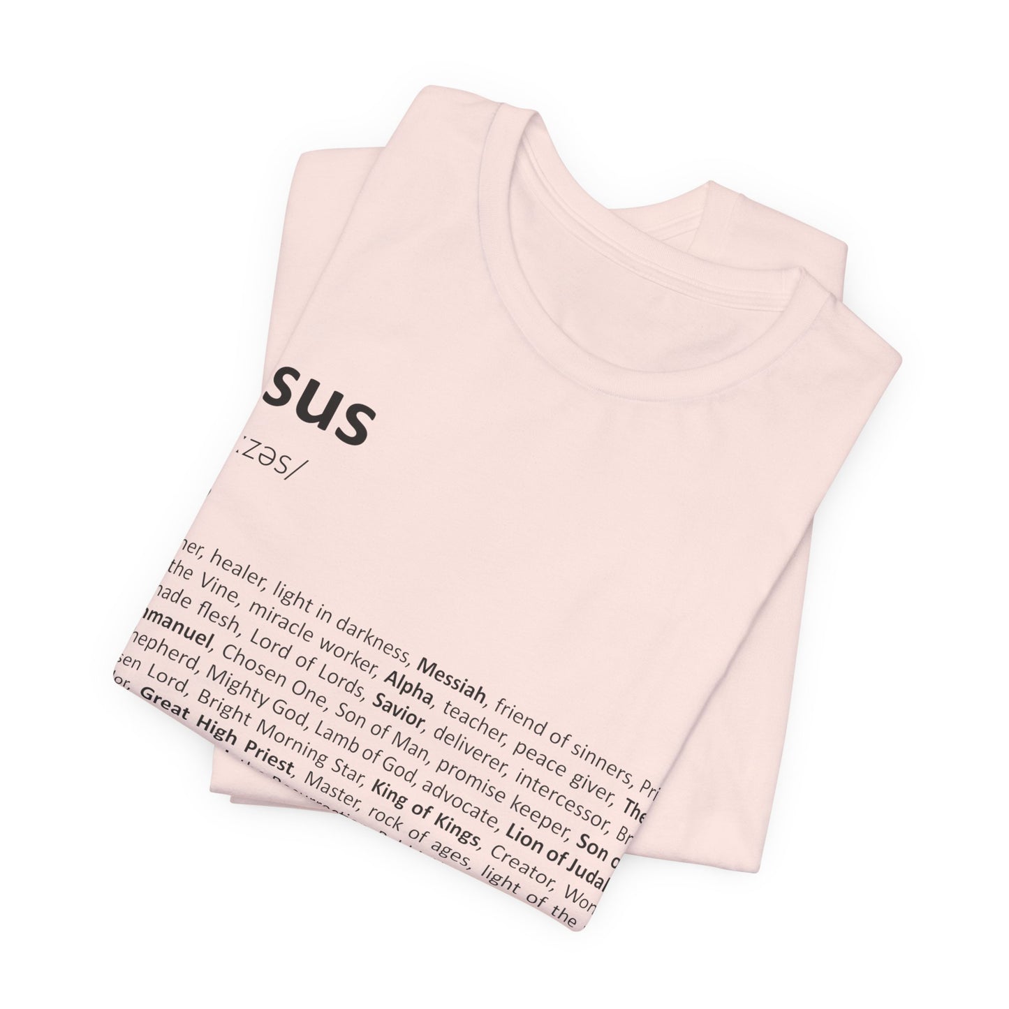 Folded pink tank top with text on a white background