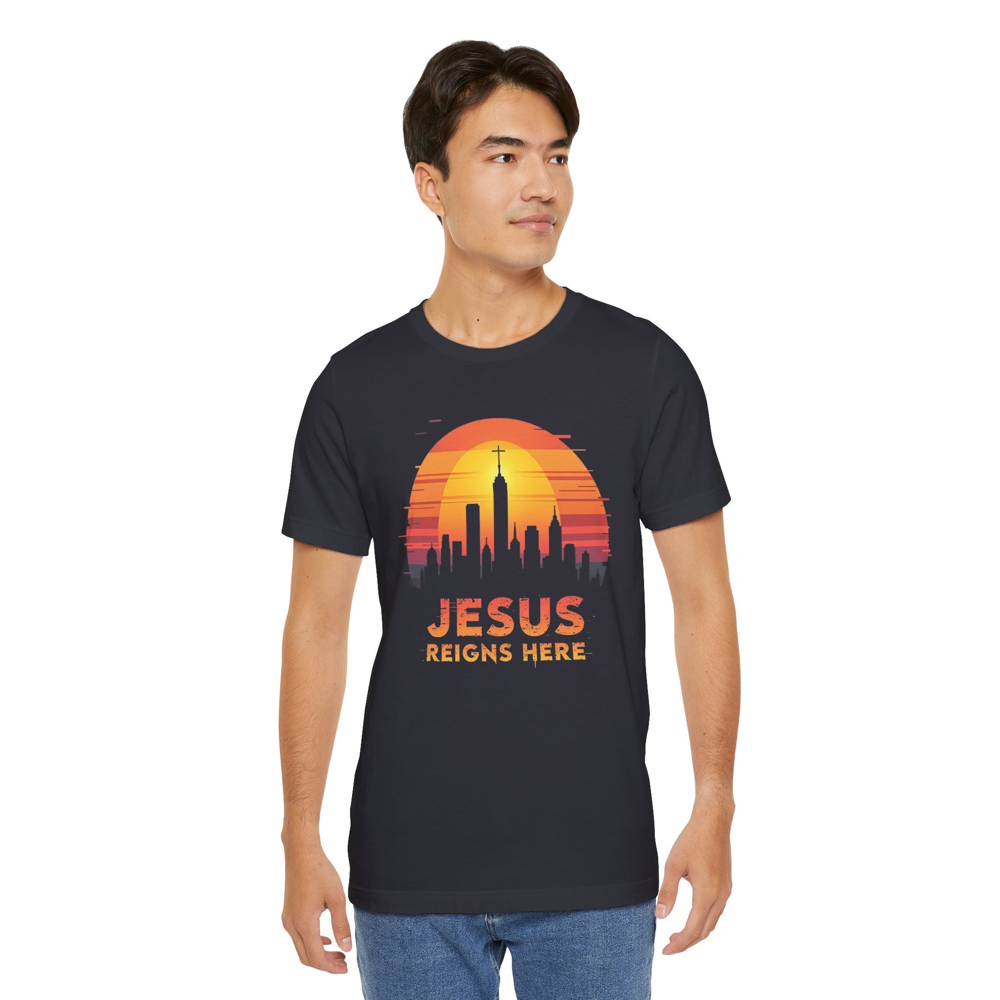 Jesus Reigns Here - Christian Comfort Fit Tee - brown for men