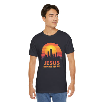 Jesus Reigns Here - Christian Comfort Fit Tee - brown for men