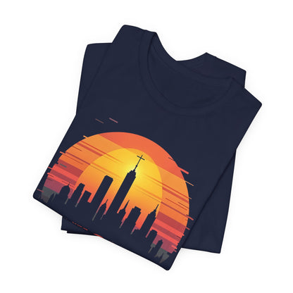 Jesus Reigns Here - Christian Comfort Fit Tee - dark blue color