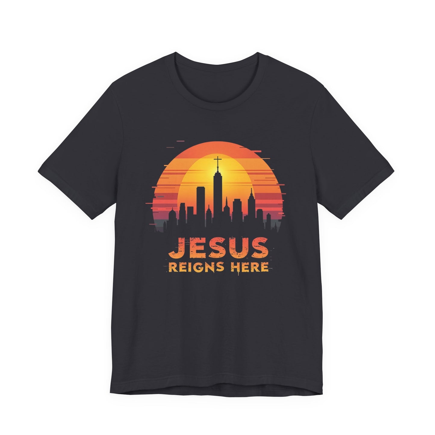 Jesus Reigns Here - Christian Comfort Fit Tee - gray color