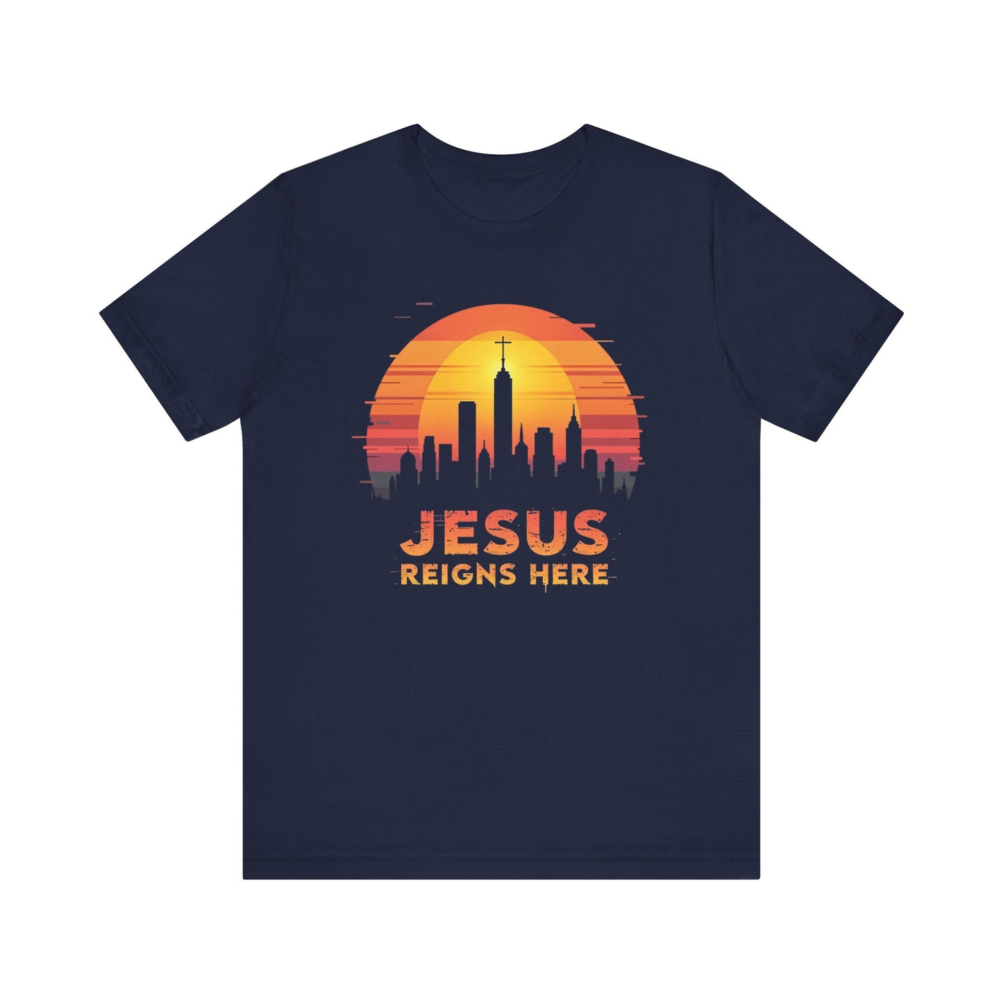 Jesus Reigns Here - Christian Comfort Fit Tee - navy blue for men