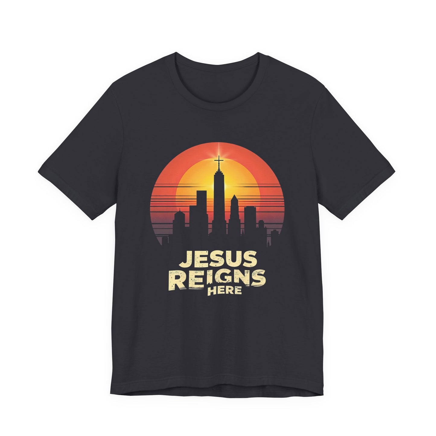 Jesus Reigns Here – Unisex Christian T-Shirt - brown color
