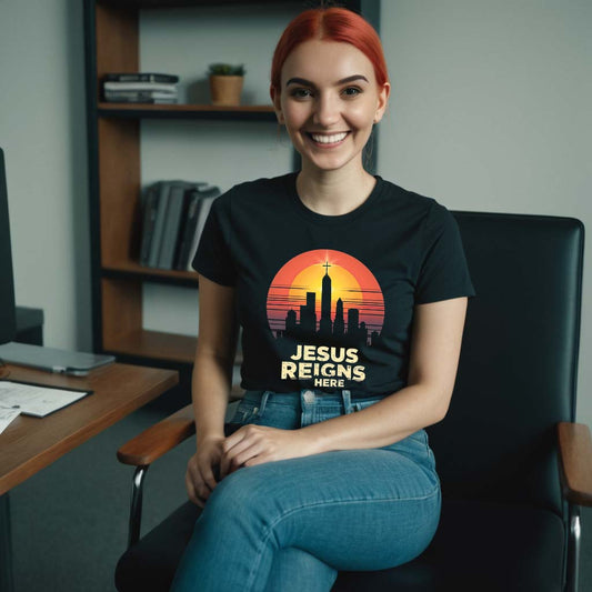 Jesus Reigns Here – Unisex Christian T-Shirt - for women