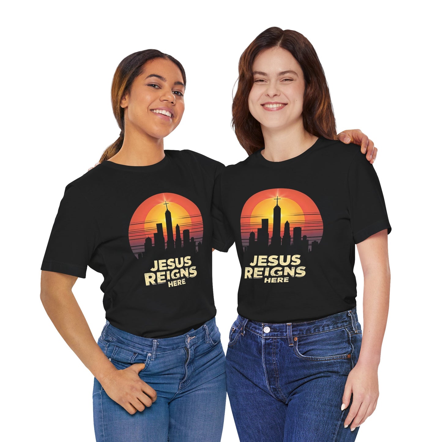 Jesus Reigns Here – Unisex Christian T-Shirt - for women