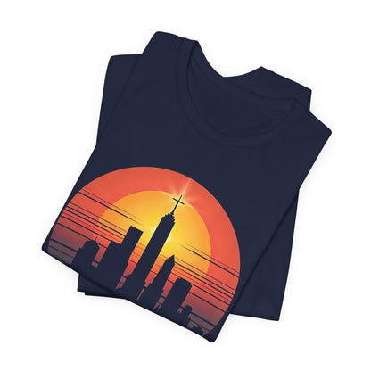 Jesus Reigns Here – Unisex Christian T-Shirt - navy blue color