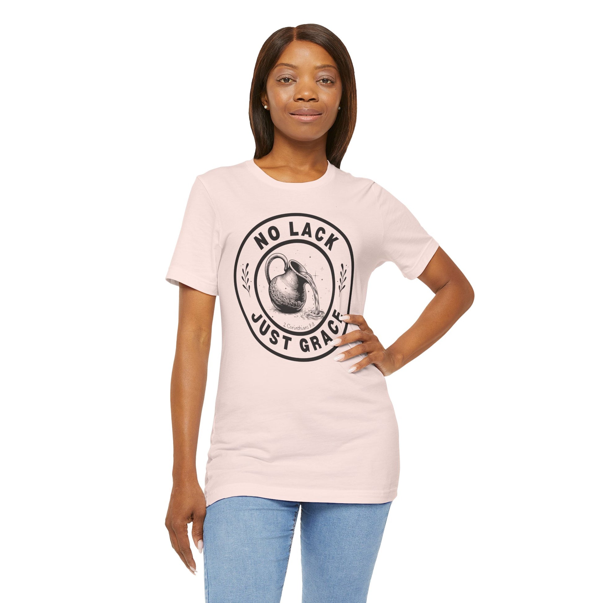 No Lack Just Grace – Unisex Christian T-Shirt (Light Color) - light pink for women