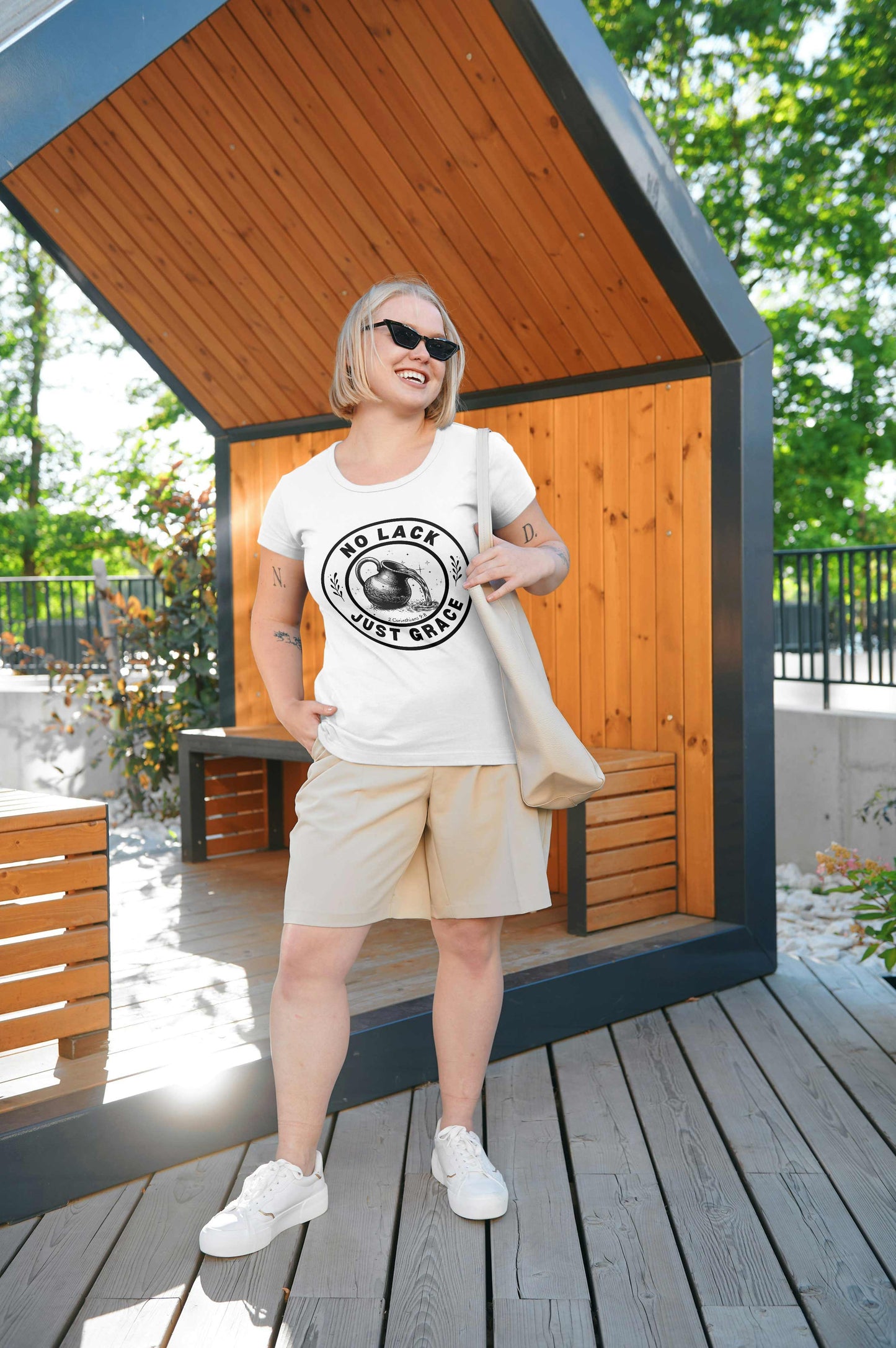 No Lack Just Grace – Unisex Christian T-Shirt (Light Color) - white for women
