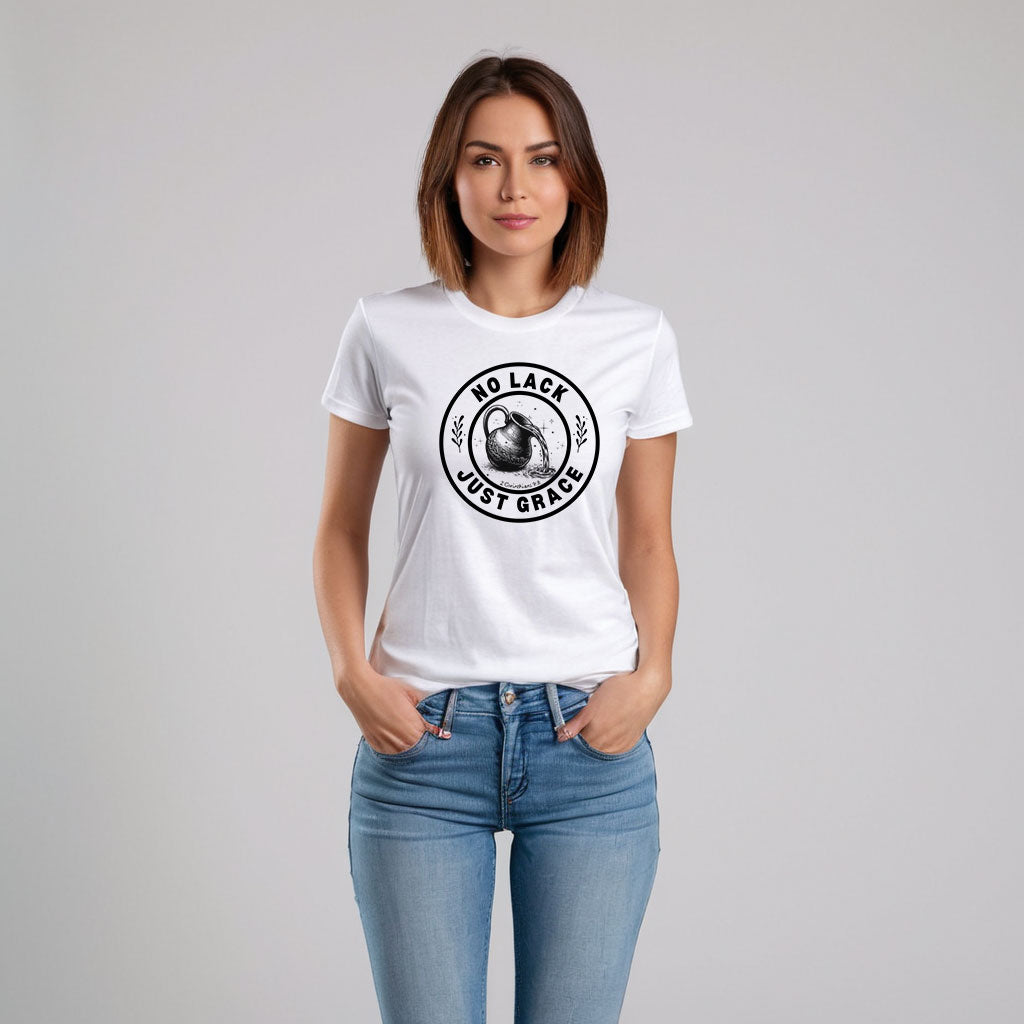 No Lack Just Grace – Unisex Christian T-Shirt (Light Color) - white for women
