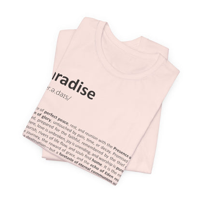 Folded pink tank top with text on a white background