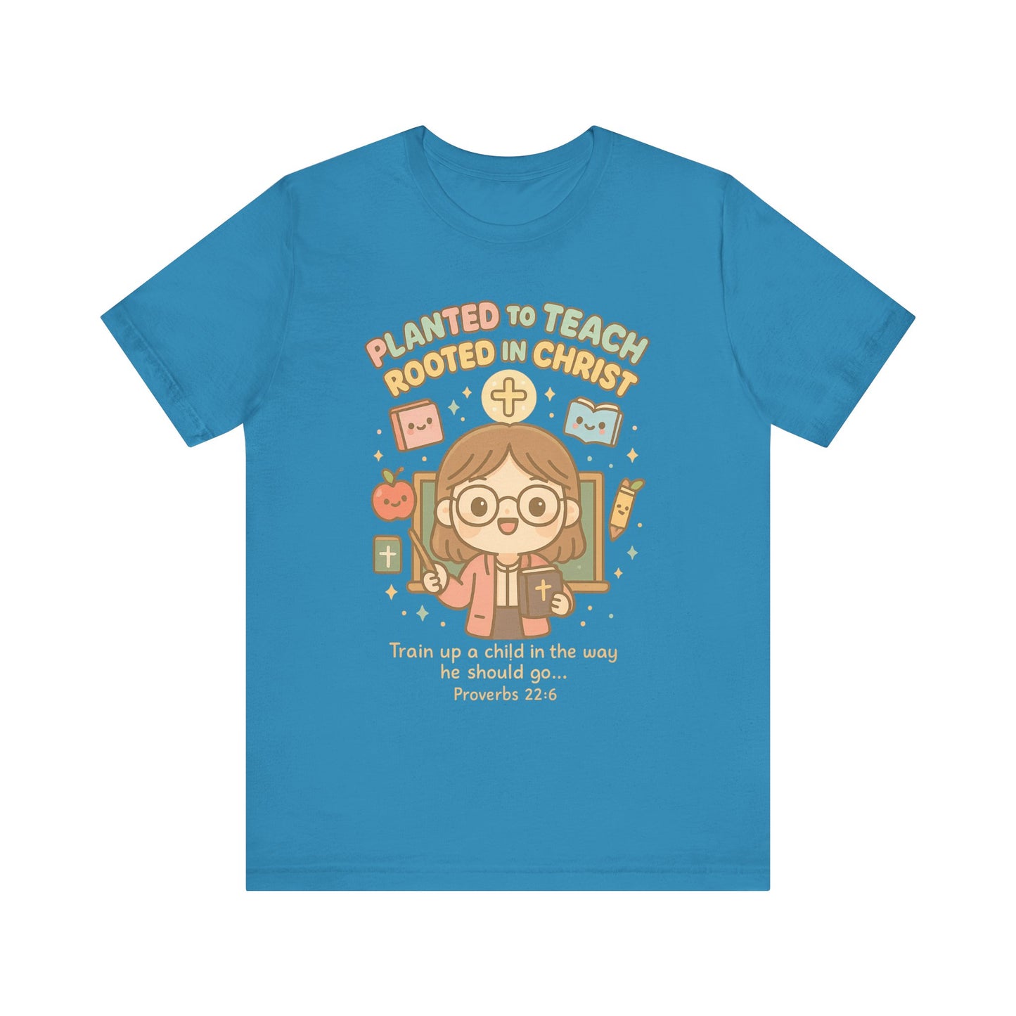 Planted to Teach – Women's Christian Teacher T-Shirt - blue for women