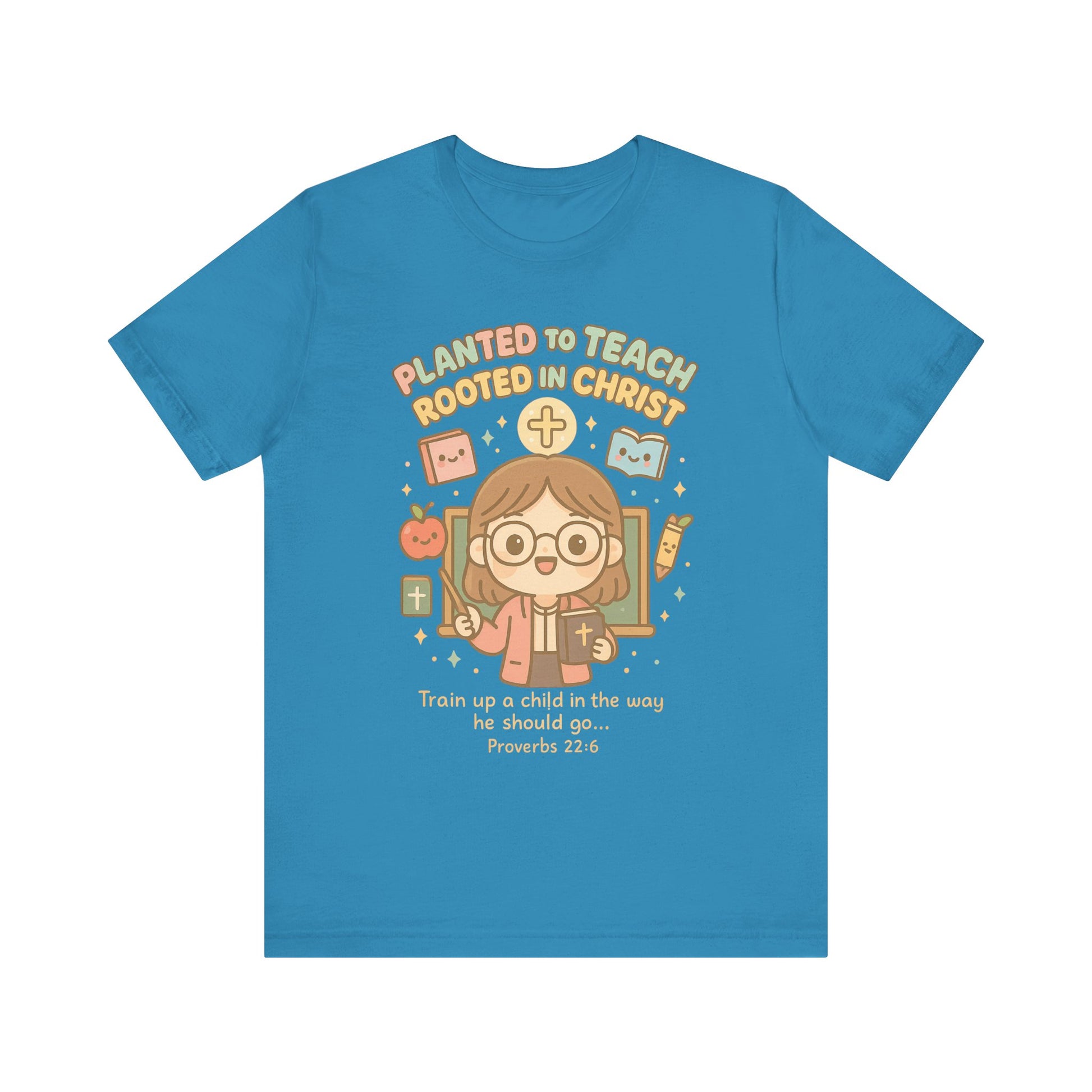 Planted to Teach – Women's Christian Teacher T-Shirt - blue for women