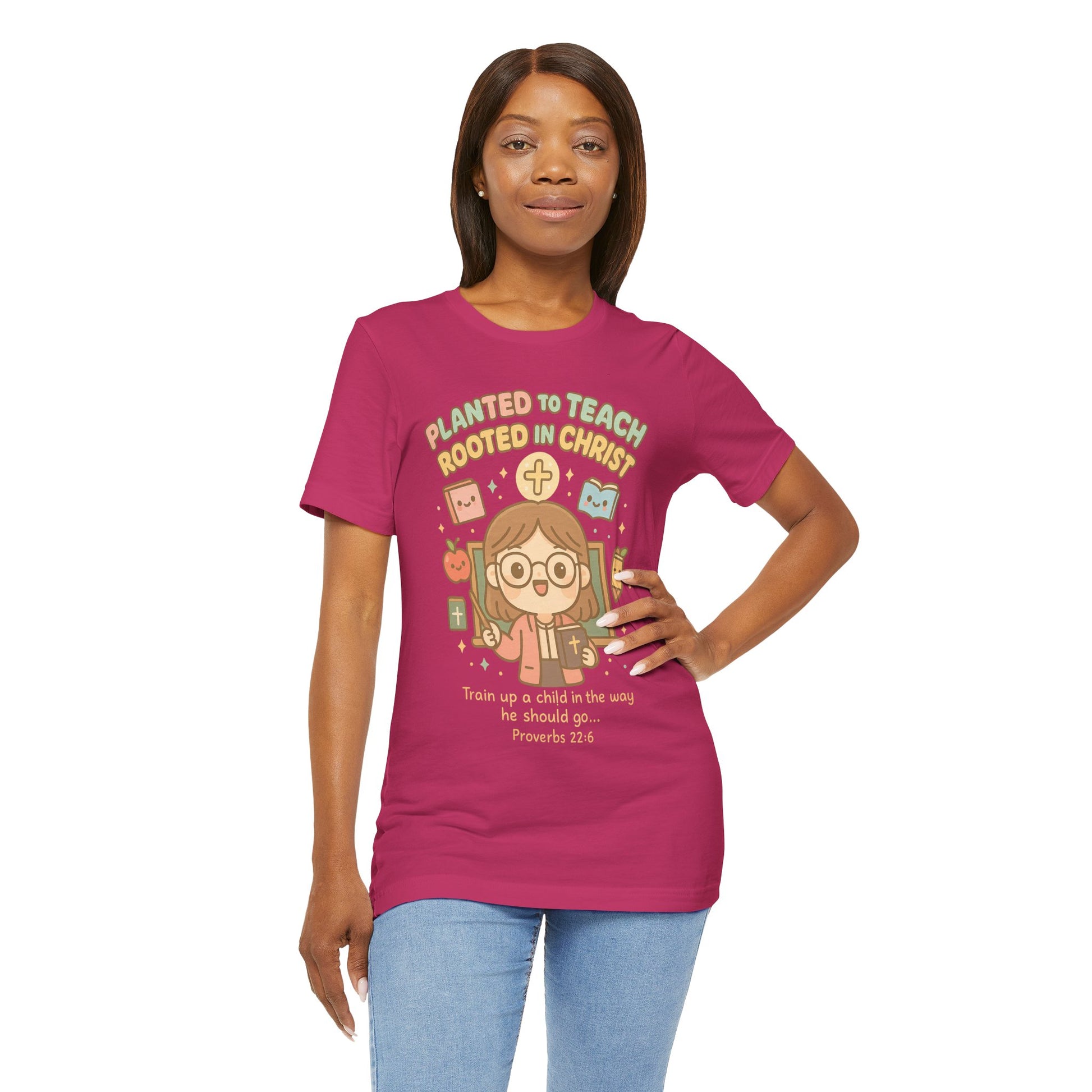 Planted to Teach – Women's Christian Teacher T-Shirt - pink color for women