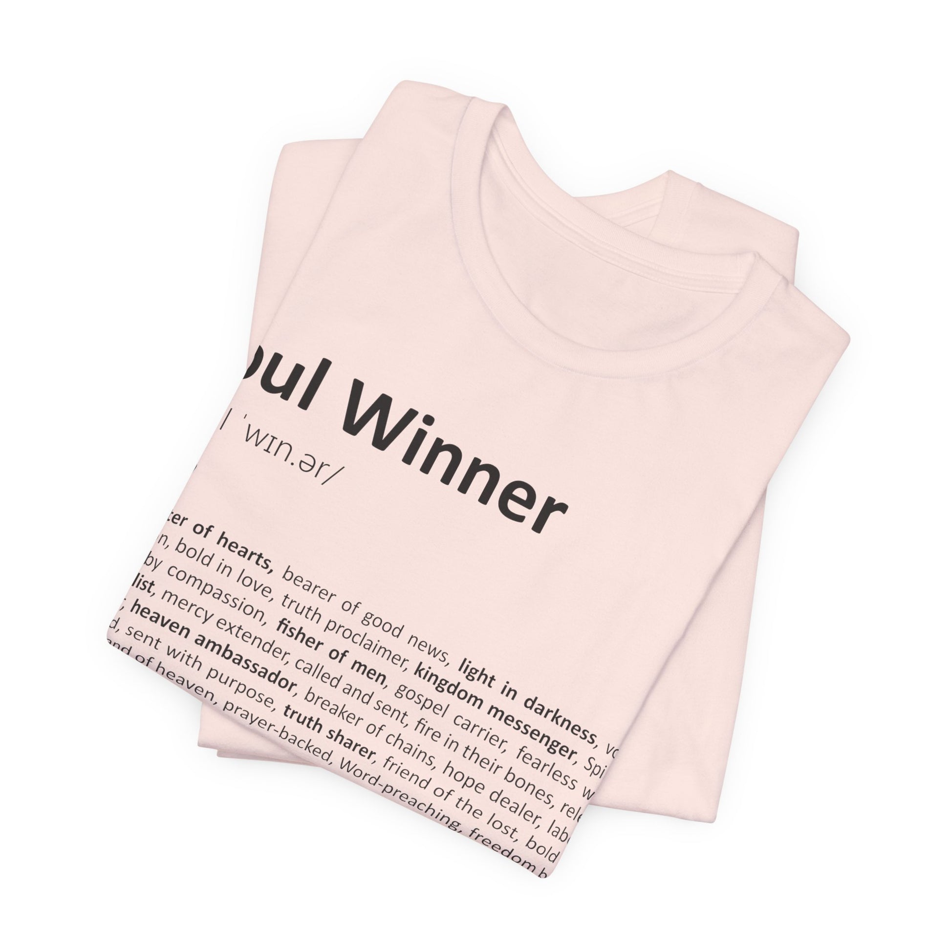 Folded pink tank top with text on a white background