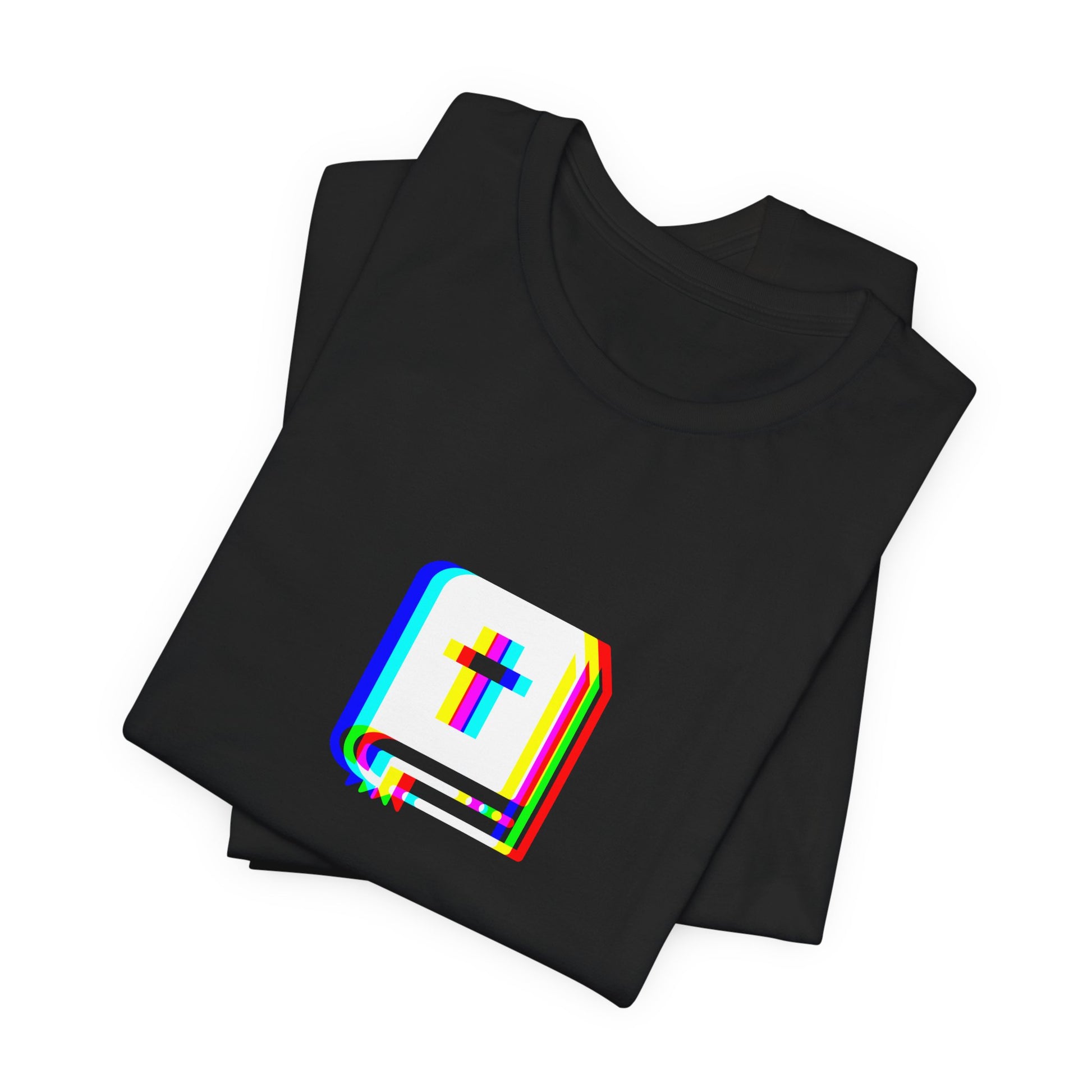 Tricolor Bible – Unisex Christian T-Shirt - black folded