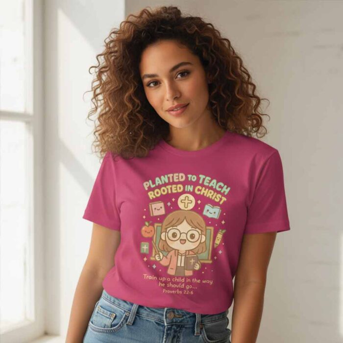 Planted to Teach, Rooted in Christ – Women’s Christian Teacher T-Shirt
