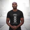 A Young Man Wearing The Black Spiritual Dna T Shirt By Hemanuel Prints
