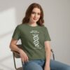 A Young Woman Wearing The Army Color Spiritual Dna T Shirt By Hemanuel Prints