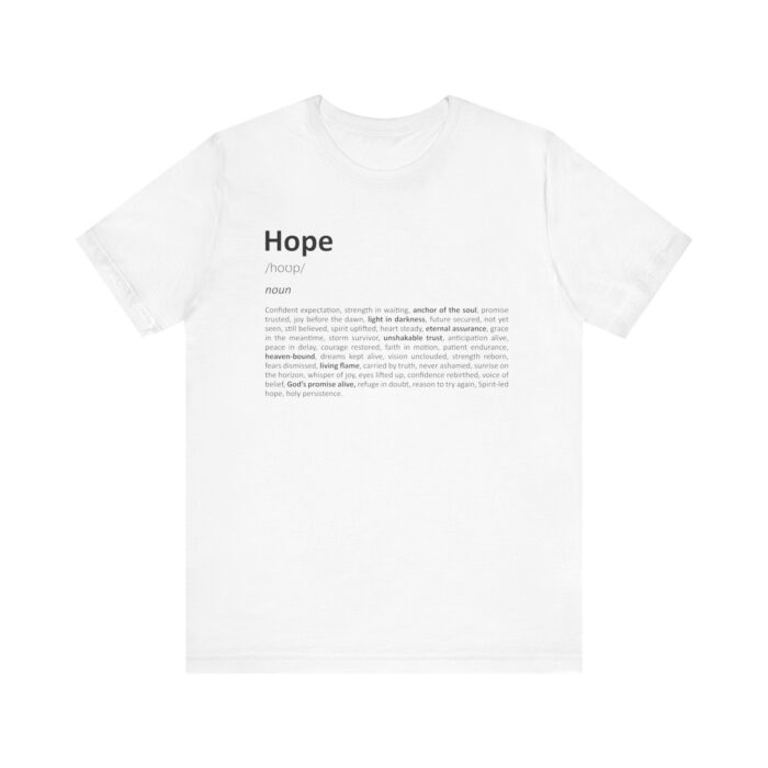 Hope Definition Unisex Christian Tee with elegant dictionary-style typography and uplifting message