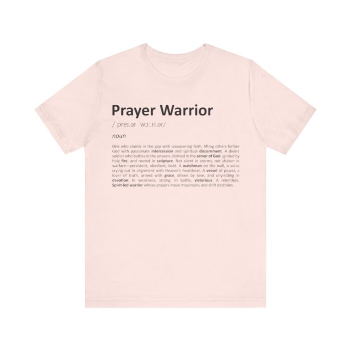 Prayer Warrior Definition Faith Unisex T-Shirt with bold dictionary-style typography celebrating spiritual strength