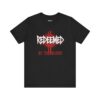 Redeemed by the Blood Bold Christian Statement T-Shirt with vibrant faith-inspired typography