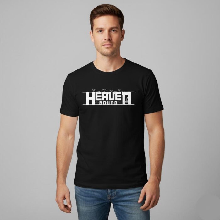 Heaven-Bound-Bold-Christian-Unisex-T-Shirt-black-on-a-handsome-man